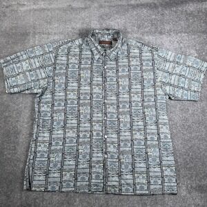 Tori Richard‎ Hawaiian Shirt Men's XXL Blue Geometric Cotton Lawn Burtton Up